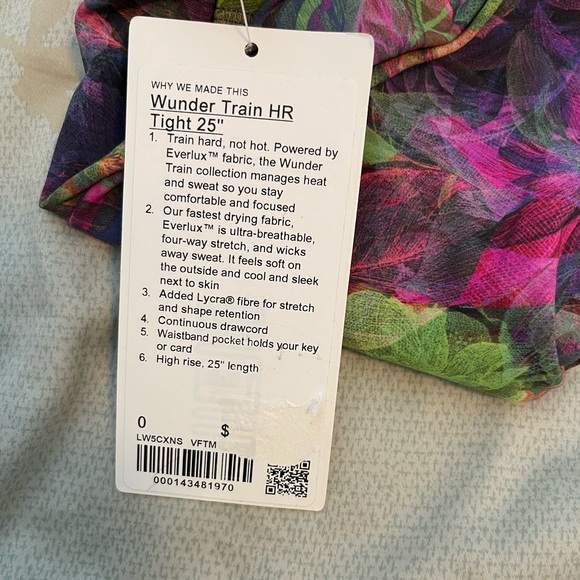 Lululemon Wunder Train High-Rise Tight 25",  Vivid Floral Tone Multi, Size 0 - Picture 5 of 5